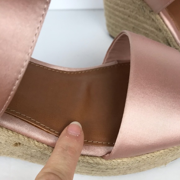 Steve Madden Woven Wedge Sandal Pink Satin Straps - Picture 16 of 16
